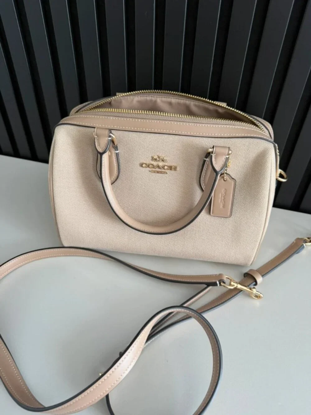 Coach Signature Canvas Satchel with Shoulder Strap
